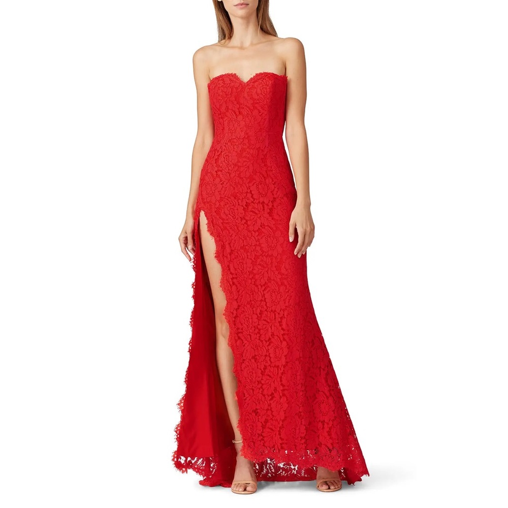 Anthropologie Fame and Partners Twilight dress strapless lace gown wine red - Picture 14 of 16